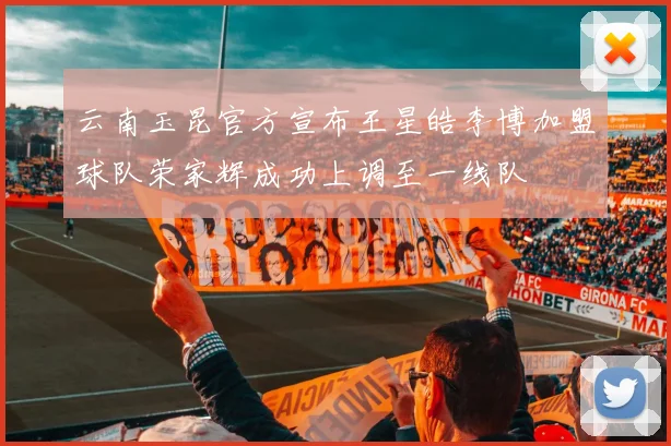 云南玉昆官方宣布王星皓李博加盟球队荣家辉成功上调至一线队